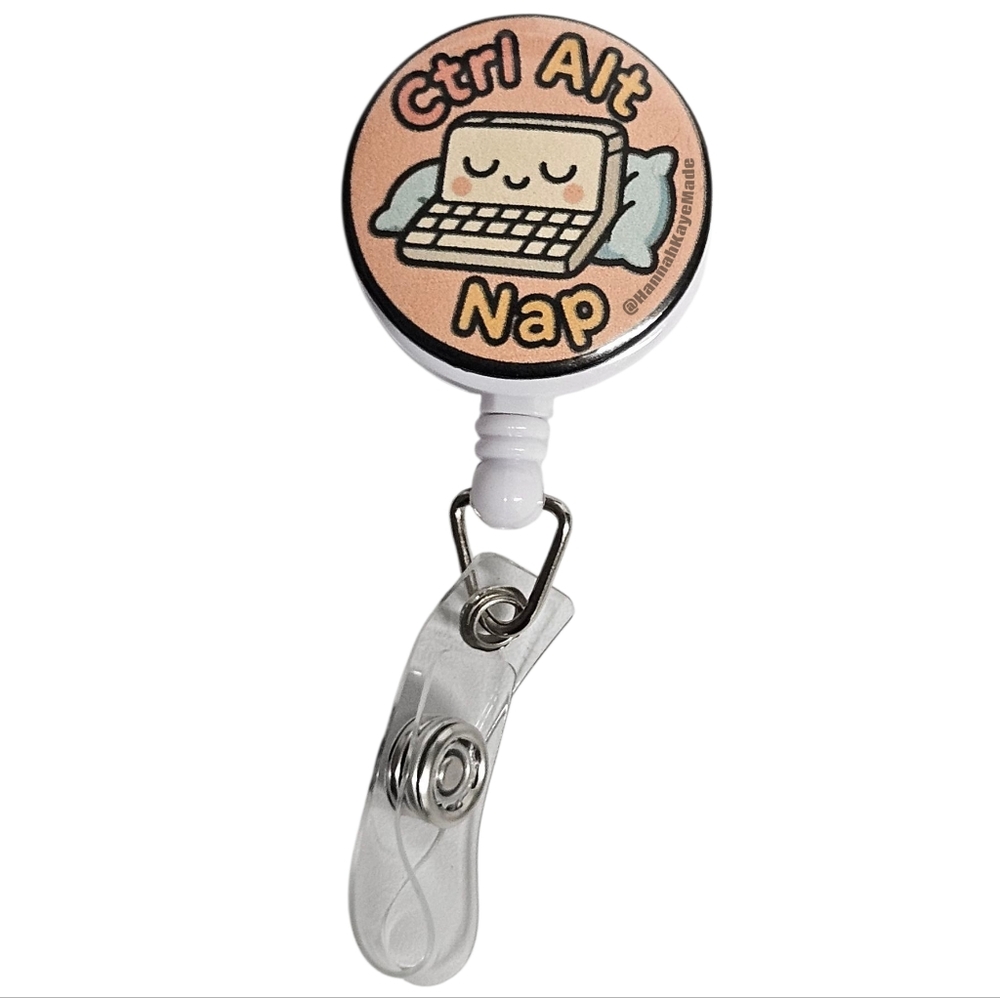 Handmade Badge Reel – “Ctrl Alt Nap” Funny Computer Design